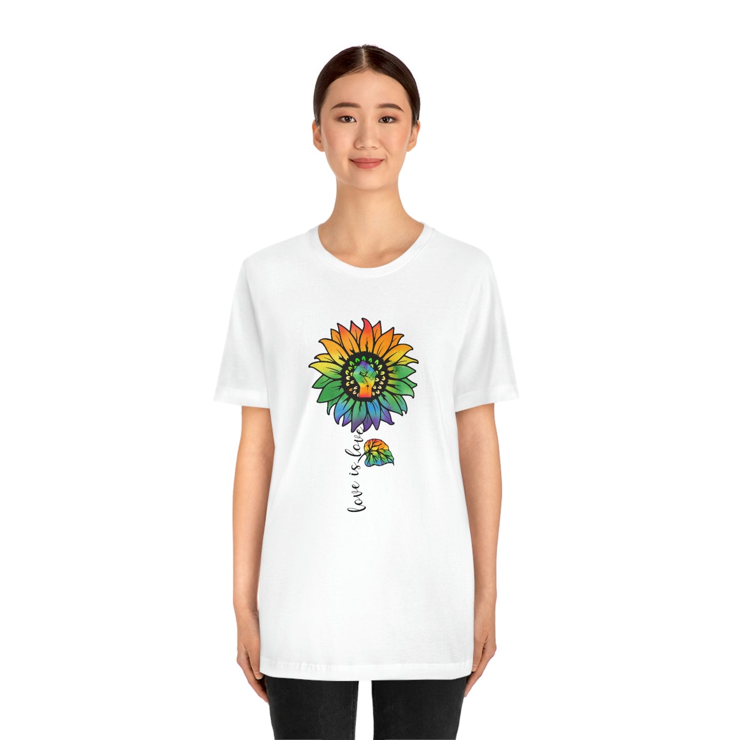 Love is Love Sunflower LGBTQIA Print Unisex Jersey Short Sleeve Tee