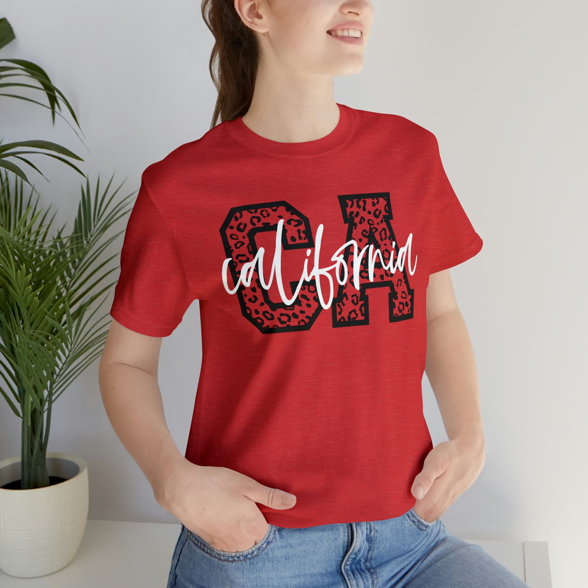 California CA Leopard Print Unisex Jersey Short Sleeve Tee Tshirt T-shirt