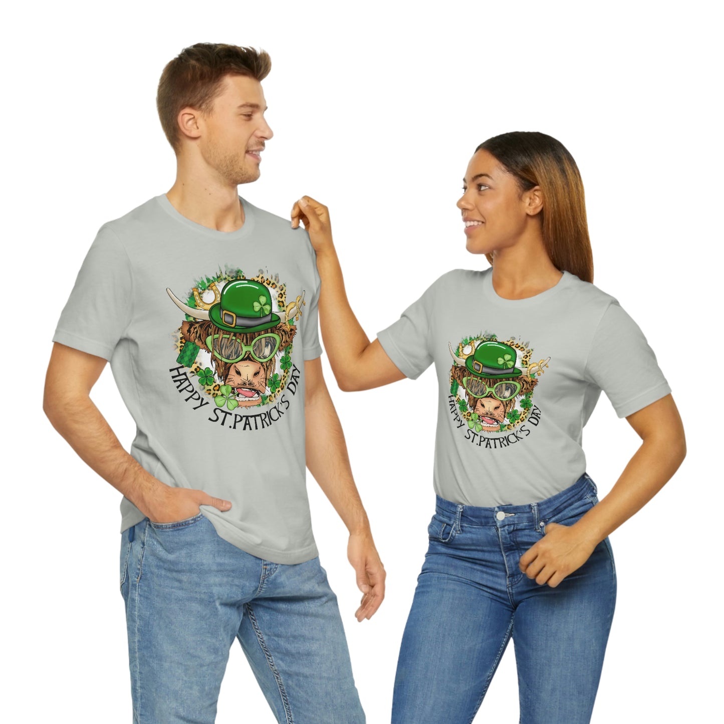 Happy St. Patrick's Day Cow St. Patrick's Day Unisex Jersey Short Sleeve Tee