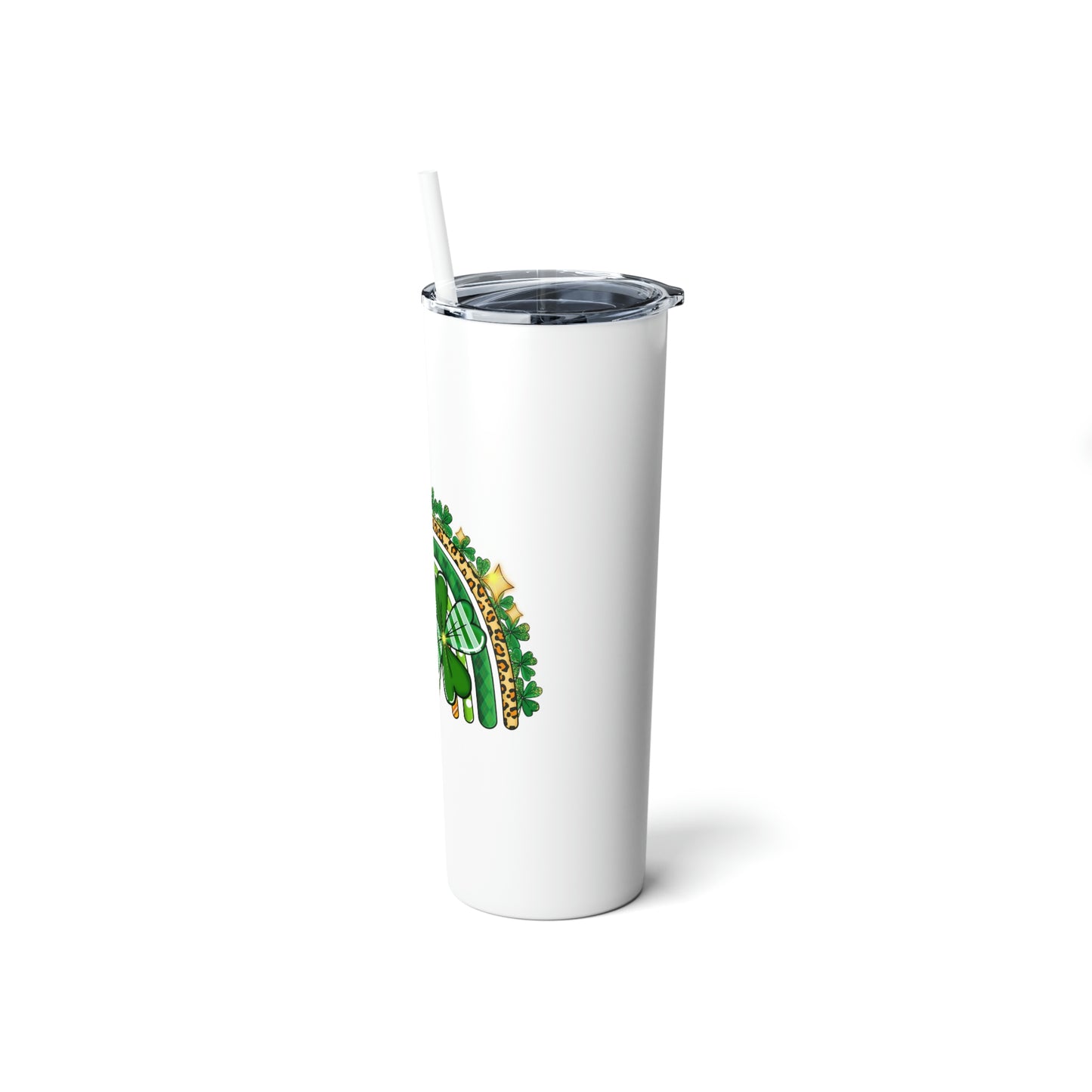 St. Patrick's Day Rainbow Skinny Steel Tumbler with Straw, 20oz