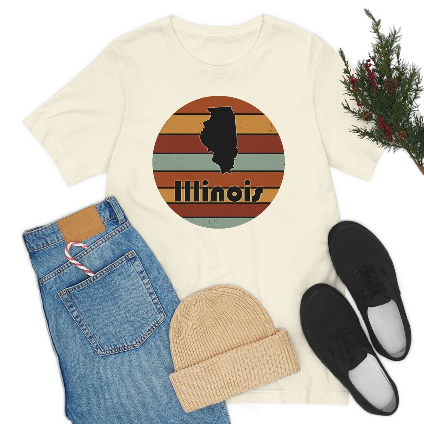 Illinois Retro Sunset Short Sleeve T-shirt