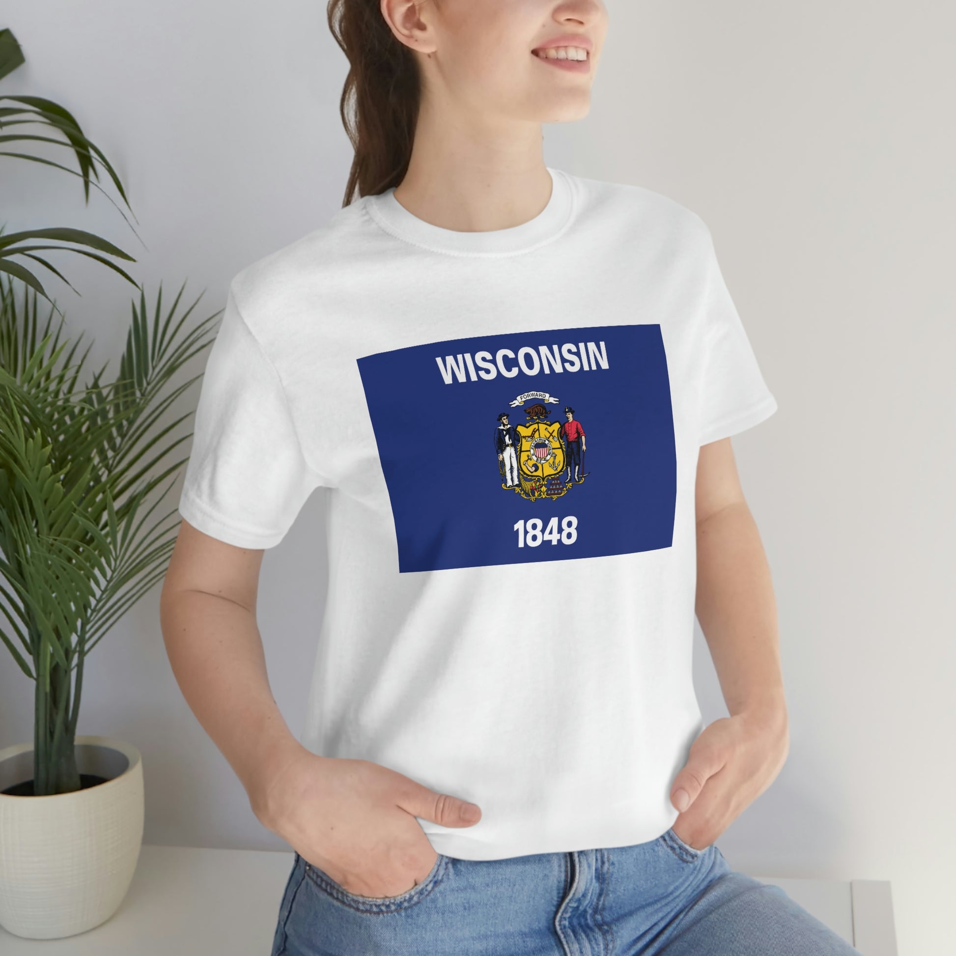 Wisconsin Flag Unisex Jersey Short Sleeve Tee Tshirt T-shirt
