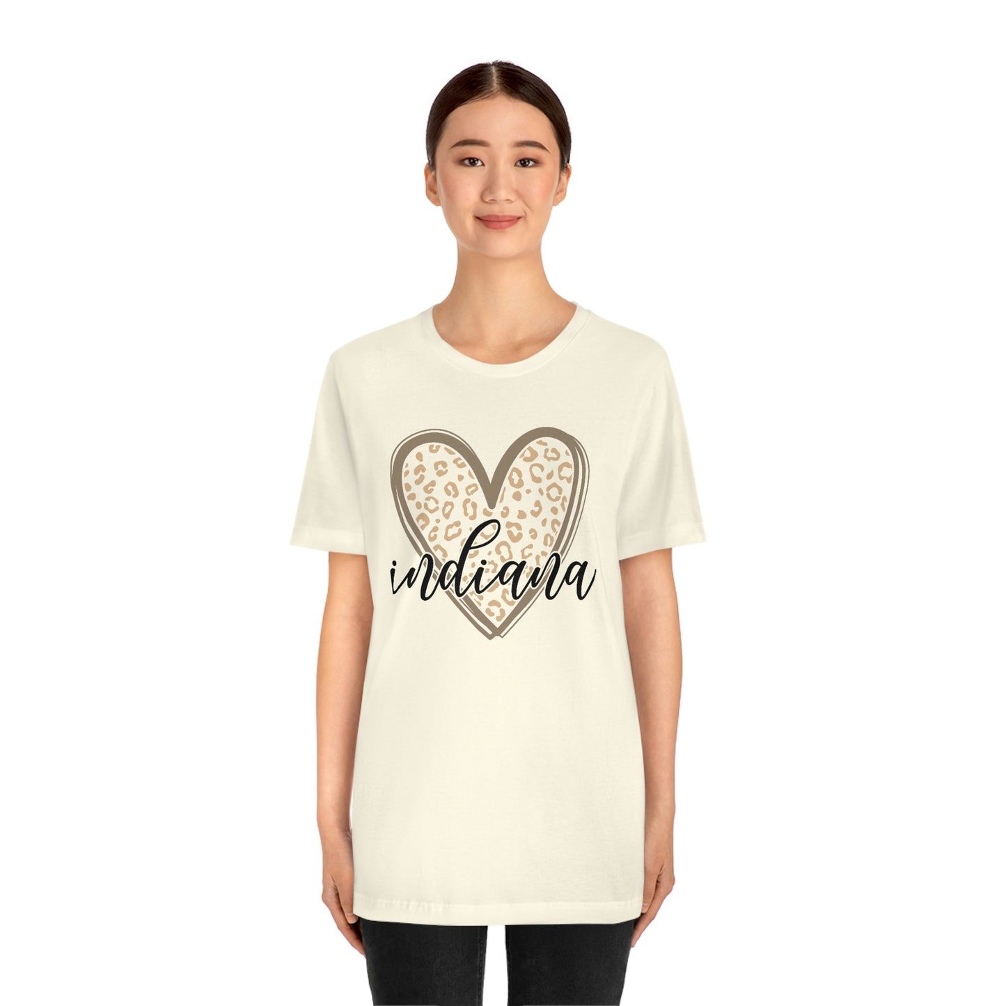 Indiana Gold Leopard Heart Black Script Short Sleeve T-shirt