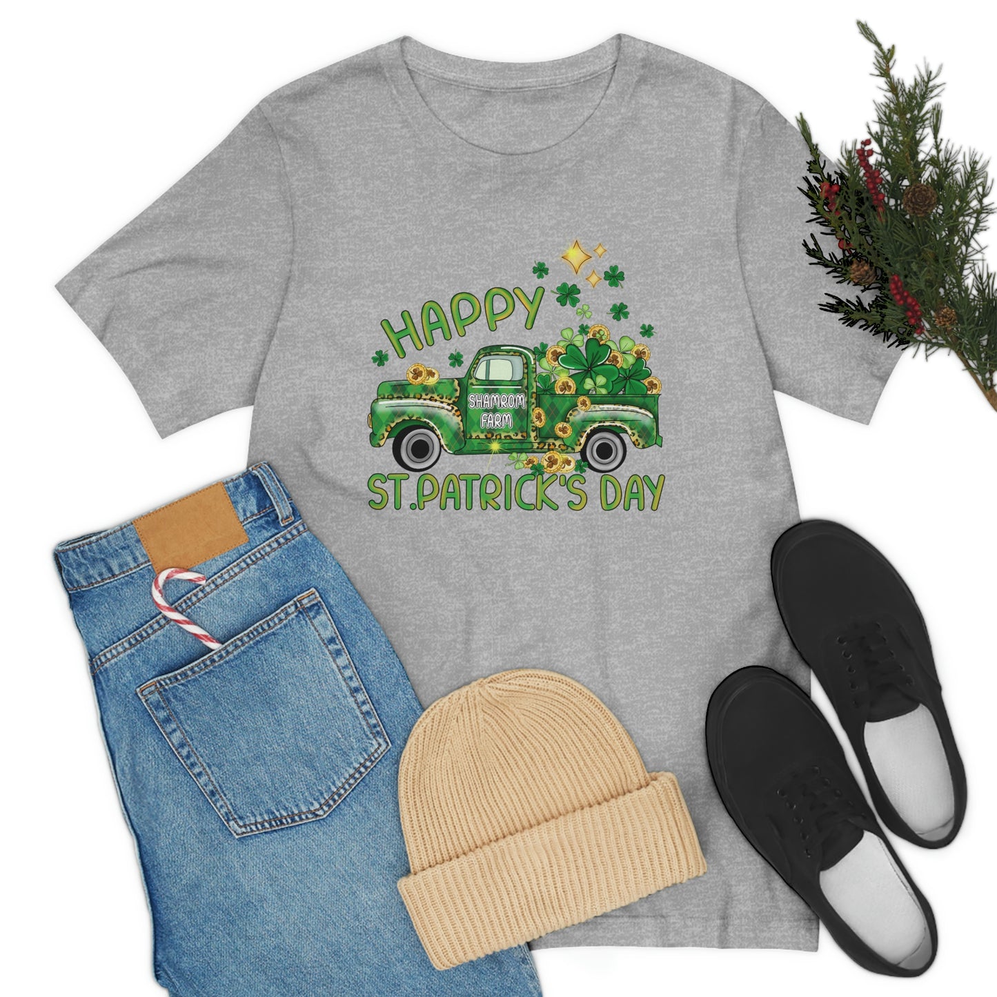 Happy St. Patrick's Day Shamrock Farms Truck Unisex Jersey Short Sleeve Tee