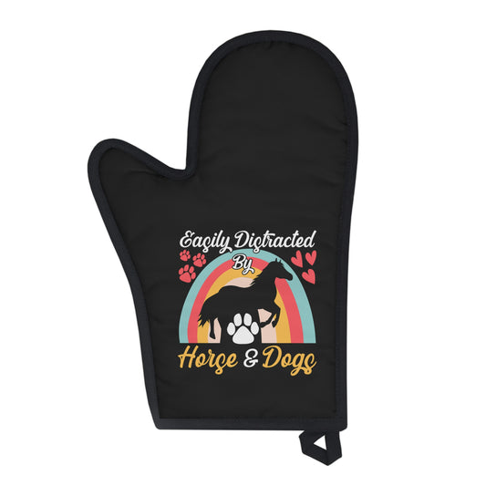 Easily Distracted by Horse & Dogs Oven Glove