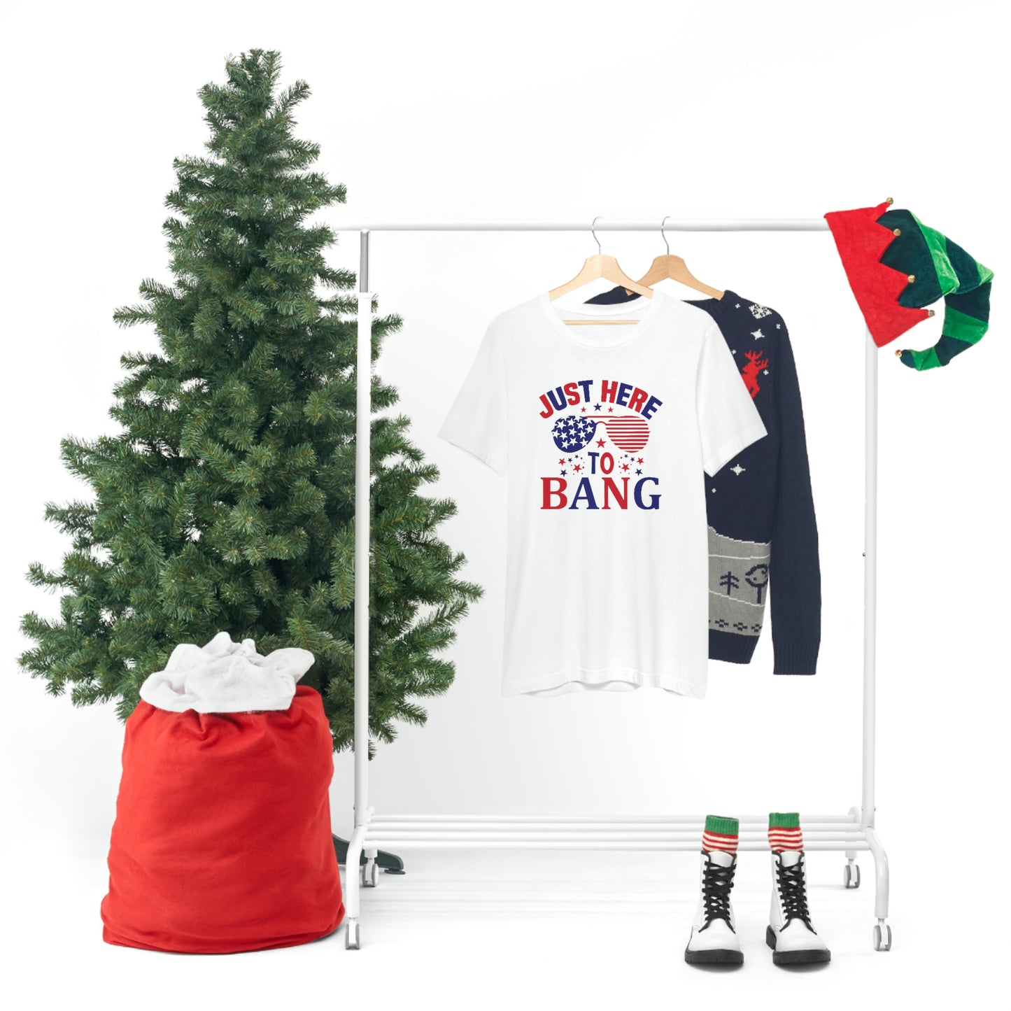 Just Here to Bang Independence Day Happy 4th of July Unisex Jersey Short Sleeve Tee