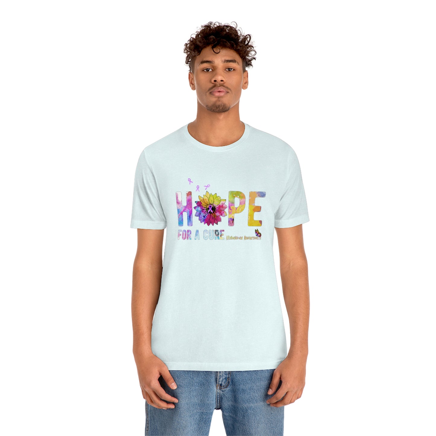 Hope For a Cure Alzheimer's Print Unisex Jersey Short Sleeve Tee