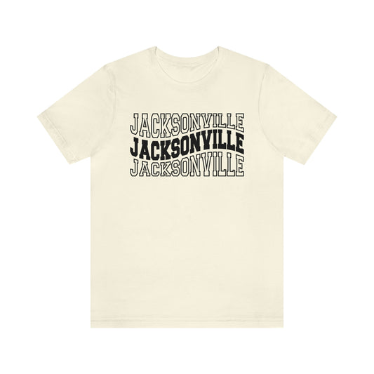 Jacksonville Varsity Letters Wavy Florida Short Sleeve T-shirt