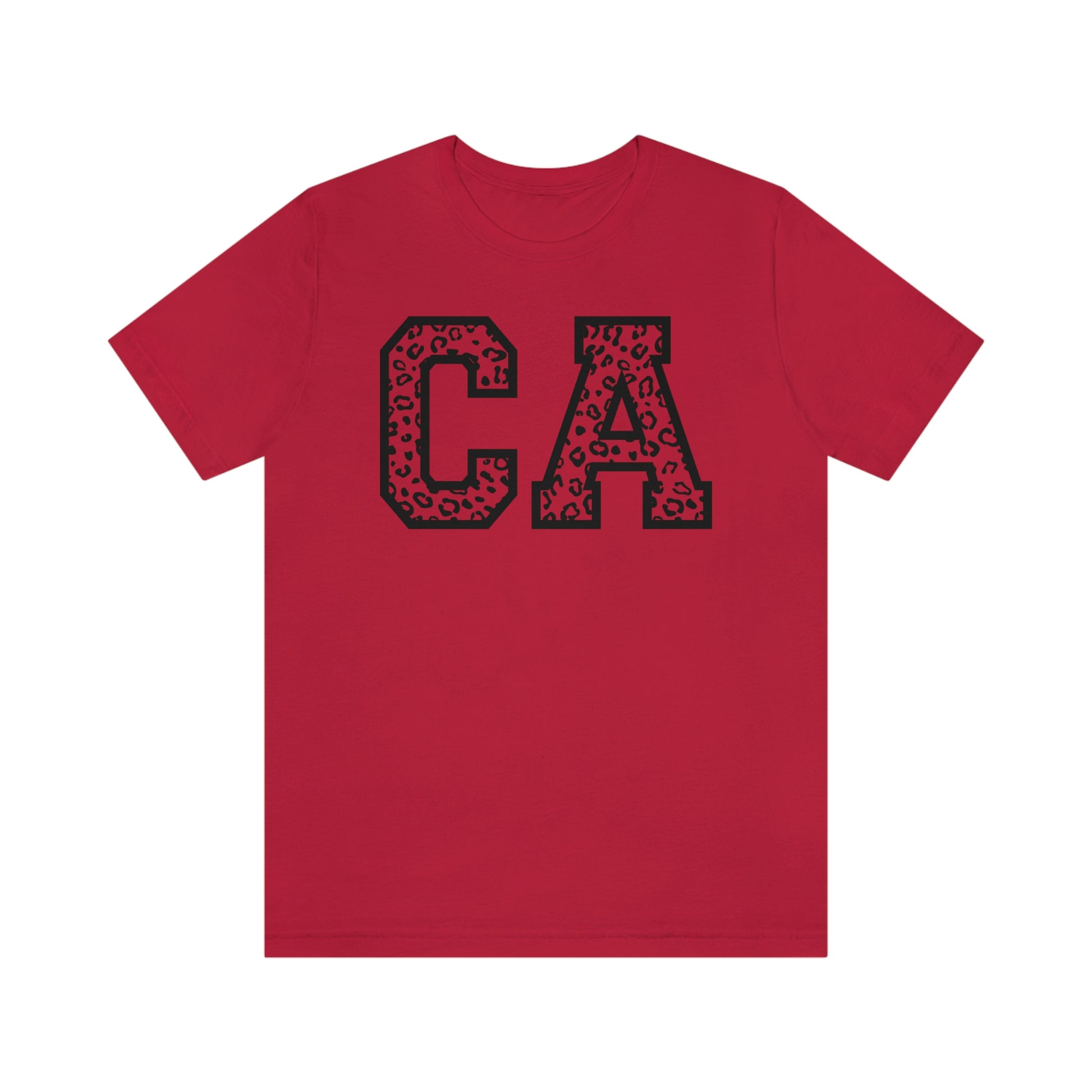 California CA Leopard Print Unisex Jersey Short Sleeve Tee Tshirt T-shirt