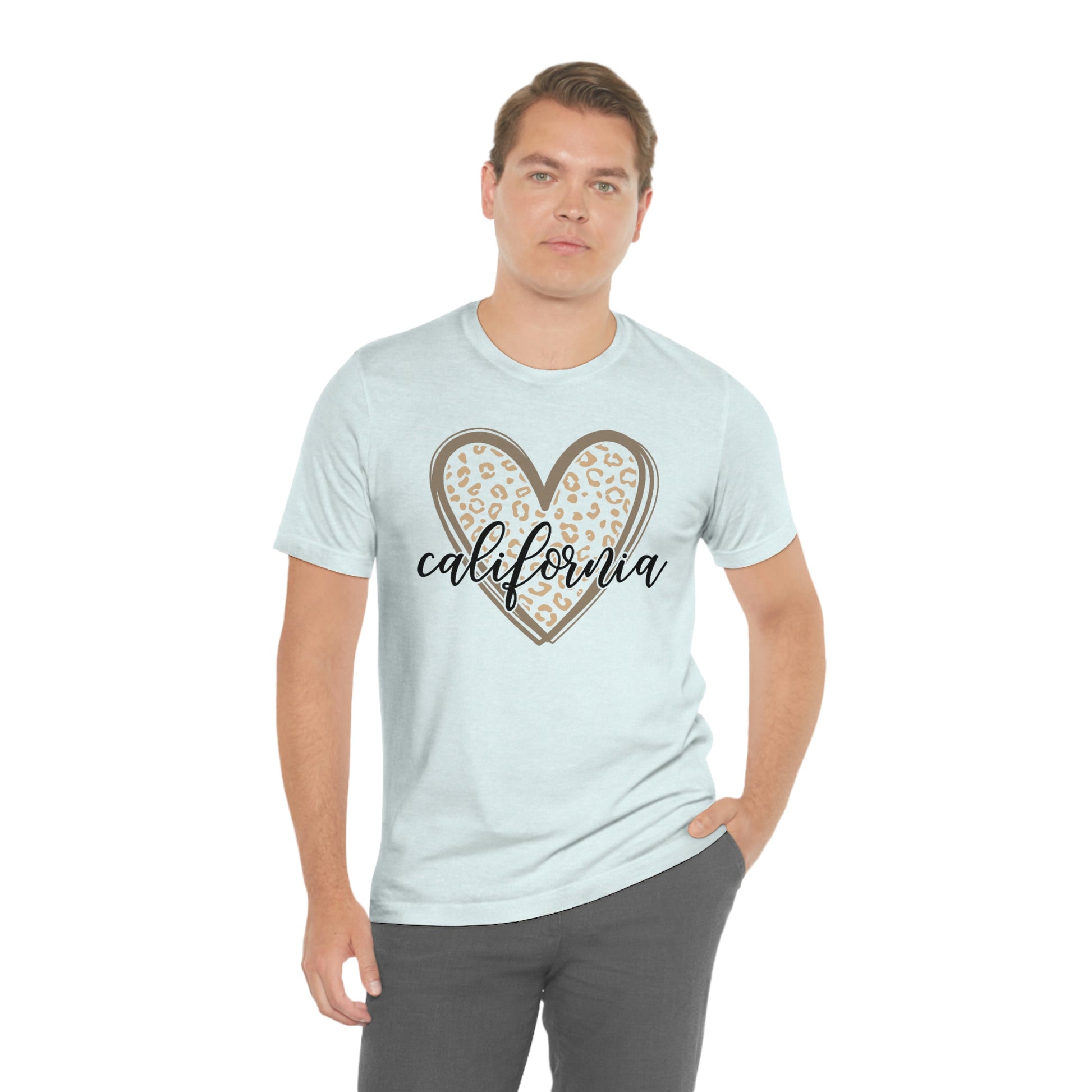 California Heart Gold Leopard Unisex Jersey Short Sleeve Tee Tshirt T-shirt