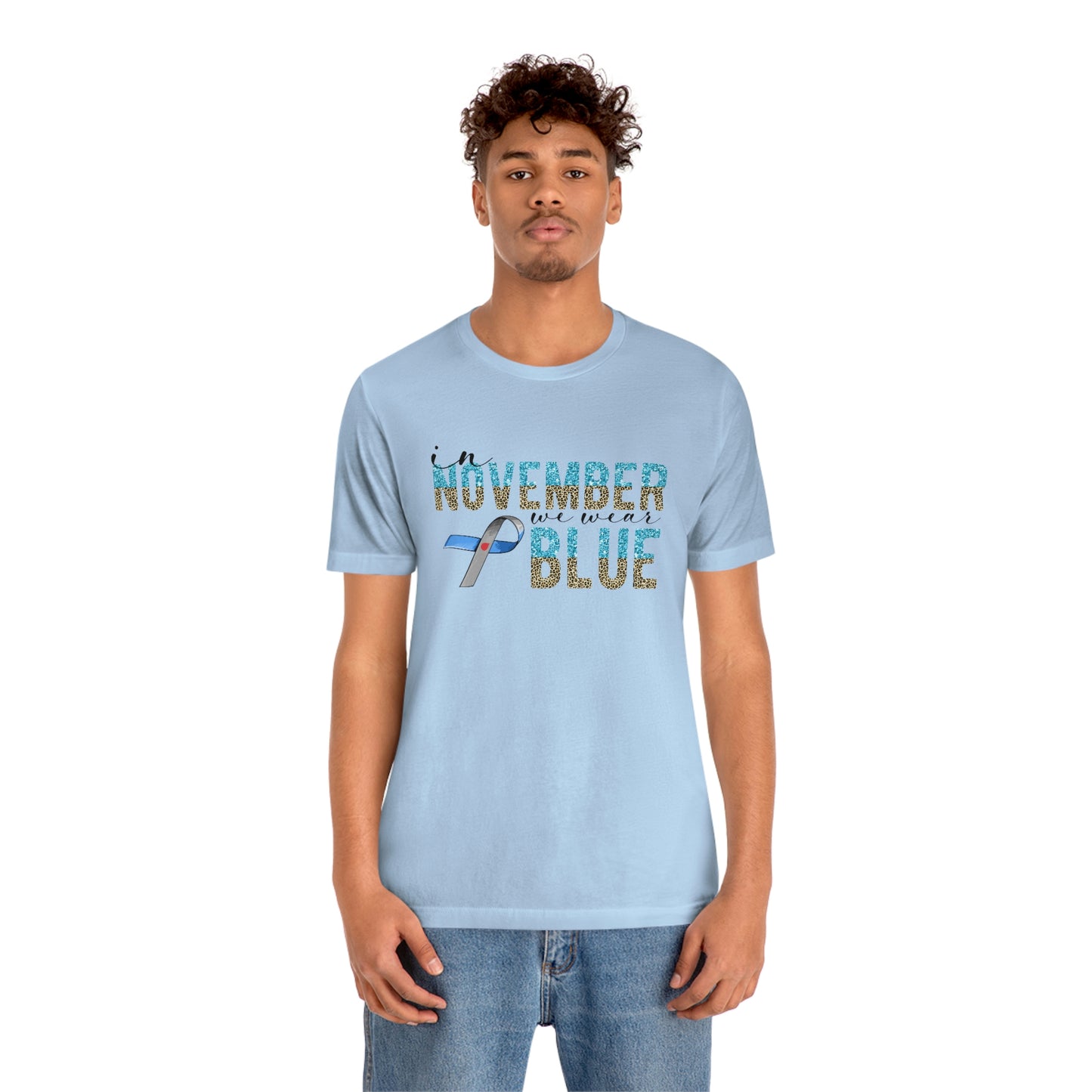 In November We Wear Blue Diabetes Awareness Print Unisex Jersey Short Sleeve Tee