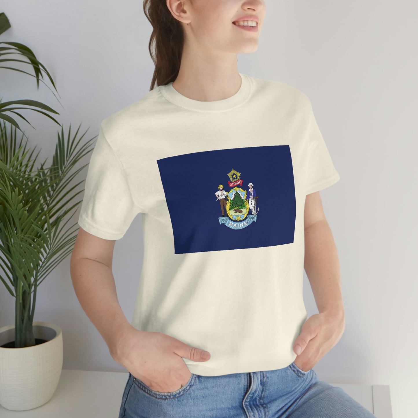 Maine Flag Unisex Jersey Short Sleeve Tee Tshirt T-shirt