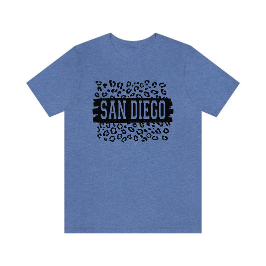 San Diego California Leopard Print Unisex Jersey Short Sleeve Tee Tshirt T-shirt