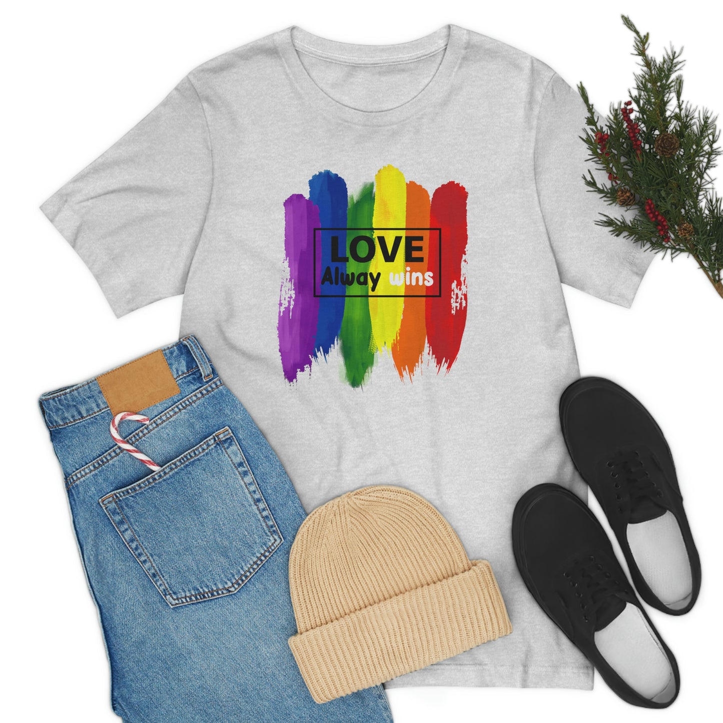 Love Always Wins LGBTQIA Print Unisex Jersey Short Sleeve Tee