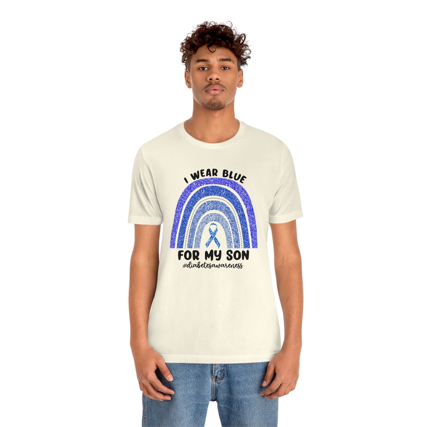 I Wear Blue For My Son Diabetes Awareness Print Unisex Jersey Short Sleeve Tee