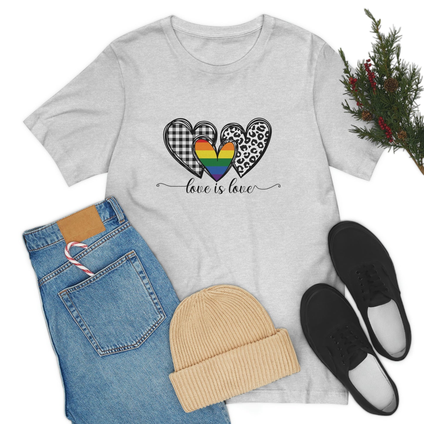 Love is Love LGBTQIA Print Unisex Jersey Short Sleeve Tee
