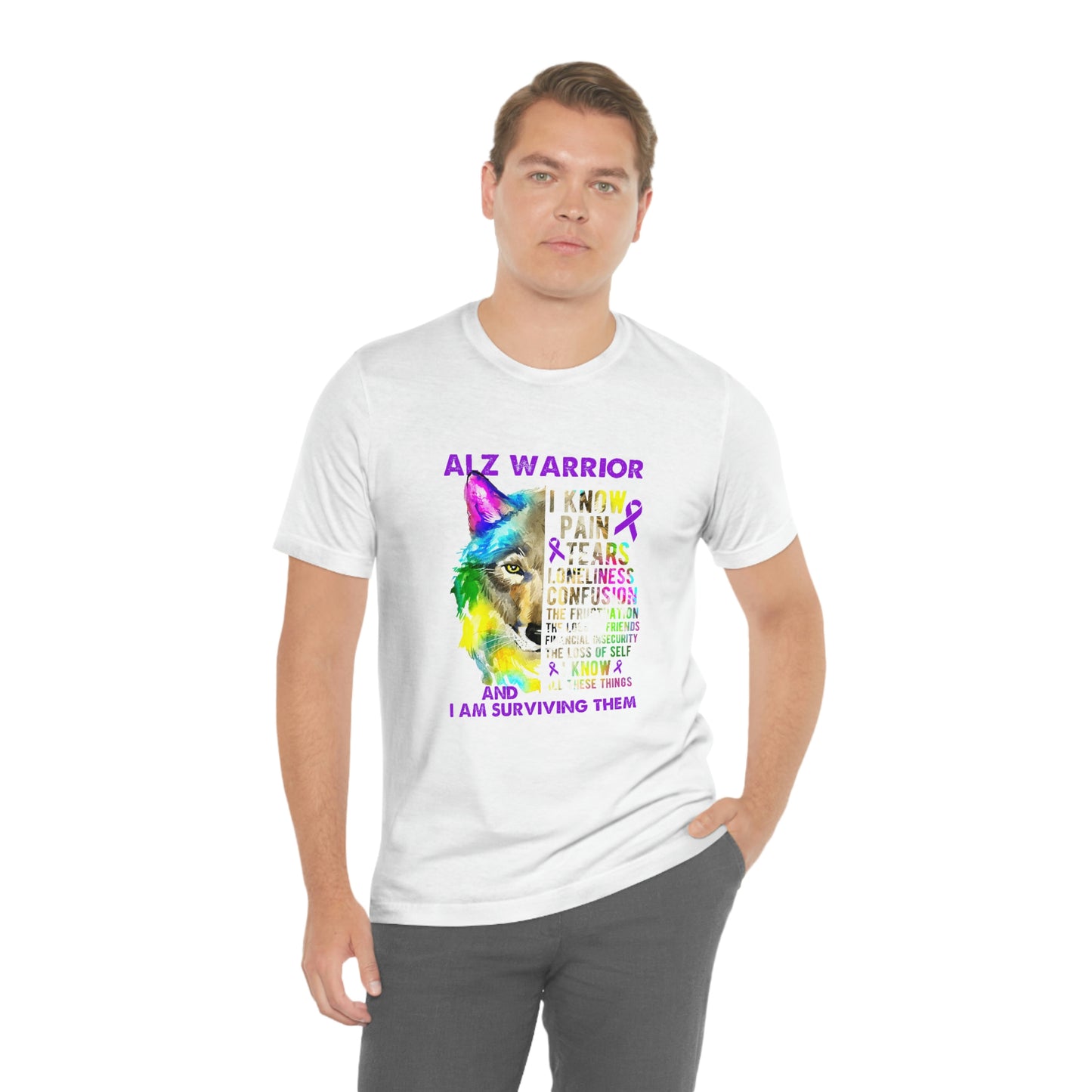 ALZ Warrior I Know Pain & Tears Alzheimer's Print Unisex Jersey Short Sleeve Tee
