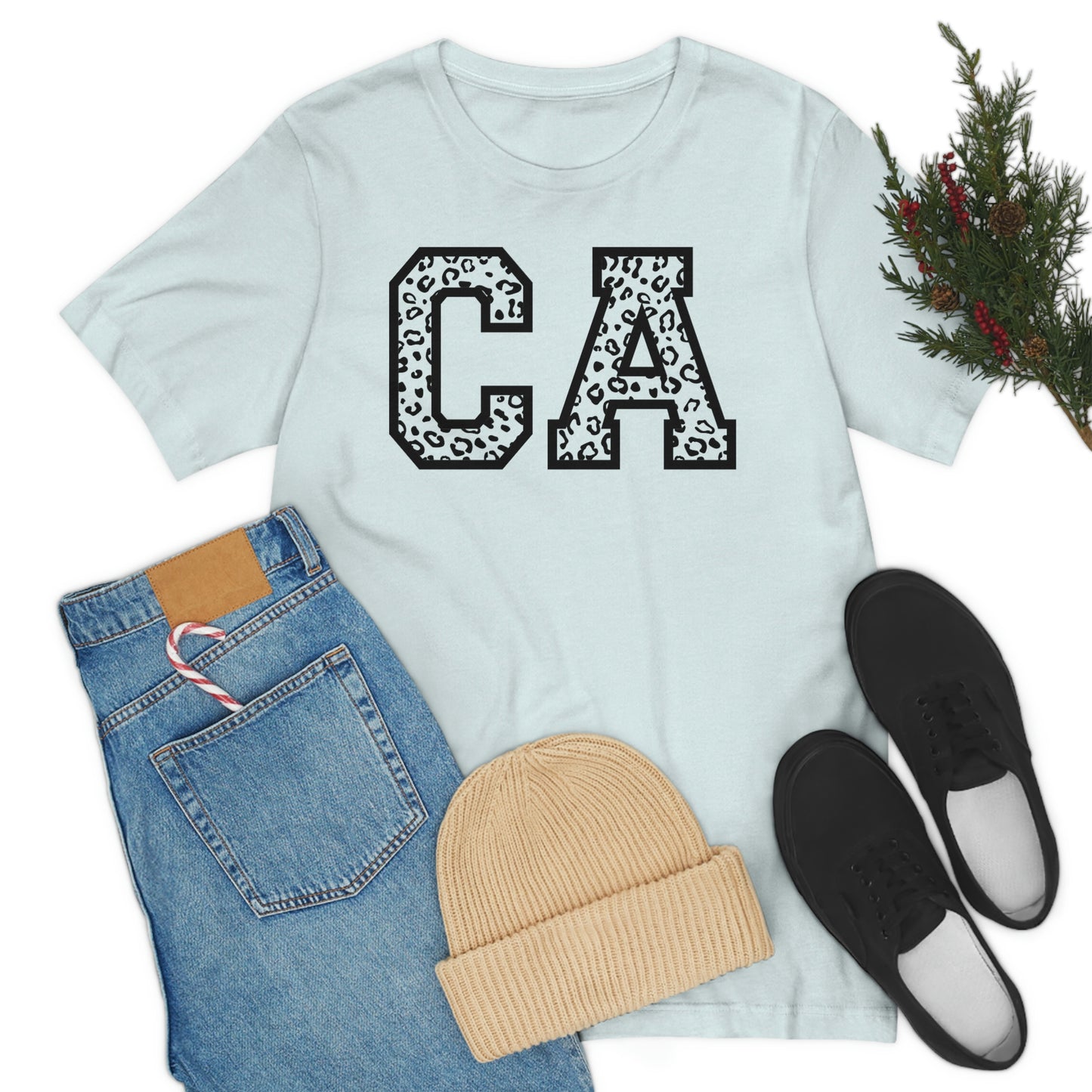 California CA Leopard Print Unisex Jersey Short Sleeve Tee Tshirt T-shirt