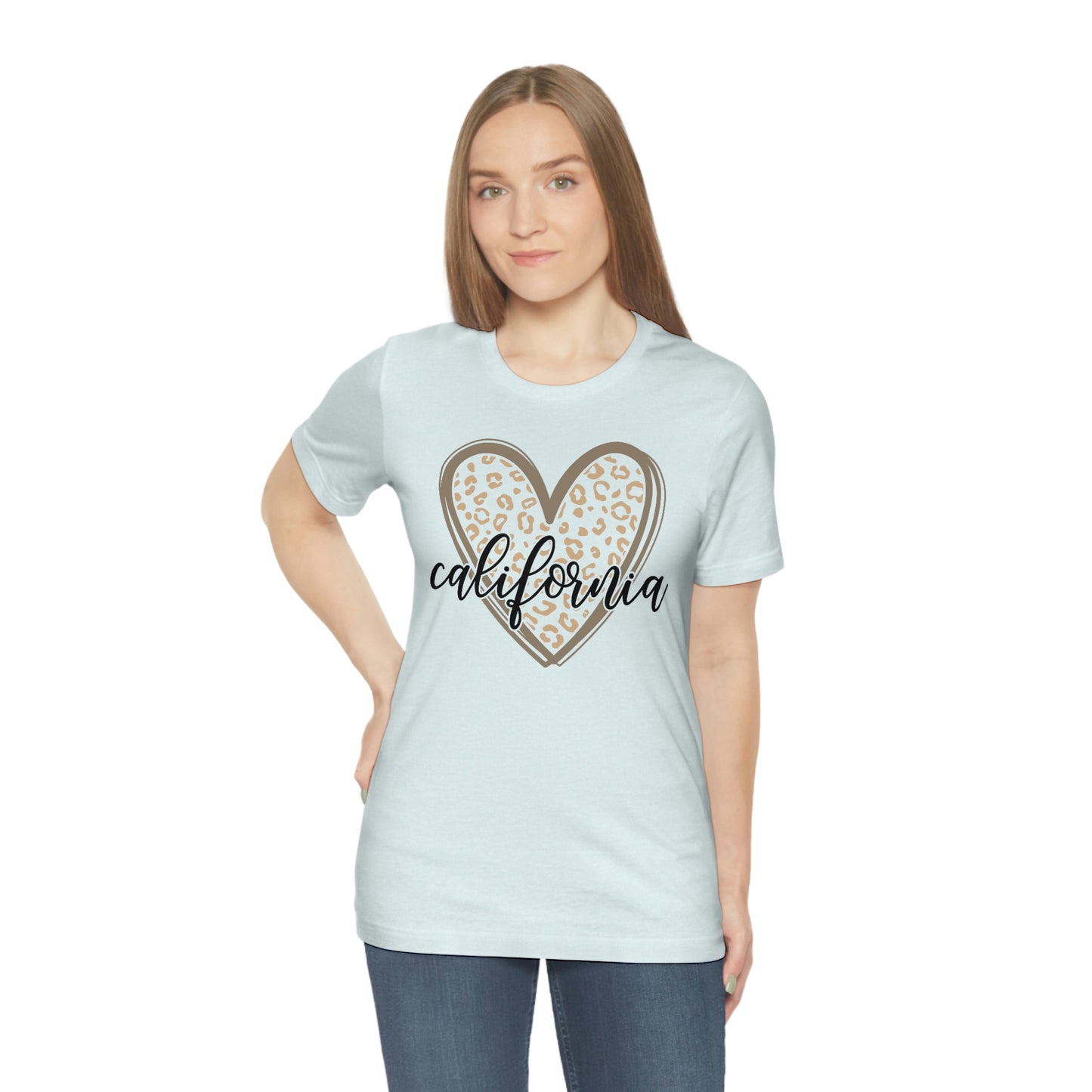 California Heart Gold Leopard Unisex Jersey Short Sleeve Tee Tshirt T-shirt