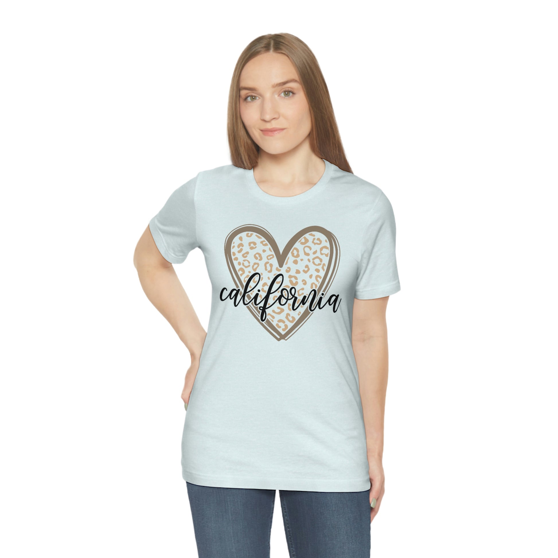 California Heart Gold Leopard Unisex Jersey Short Sleeve Tee Tshirt T-shirt