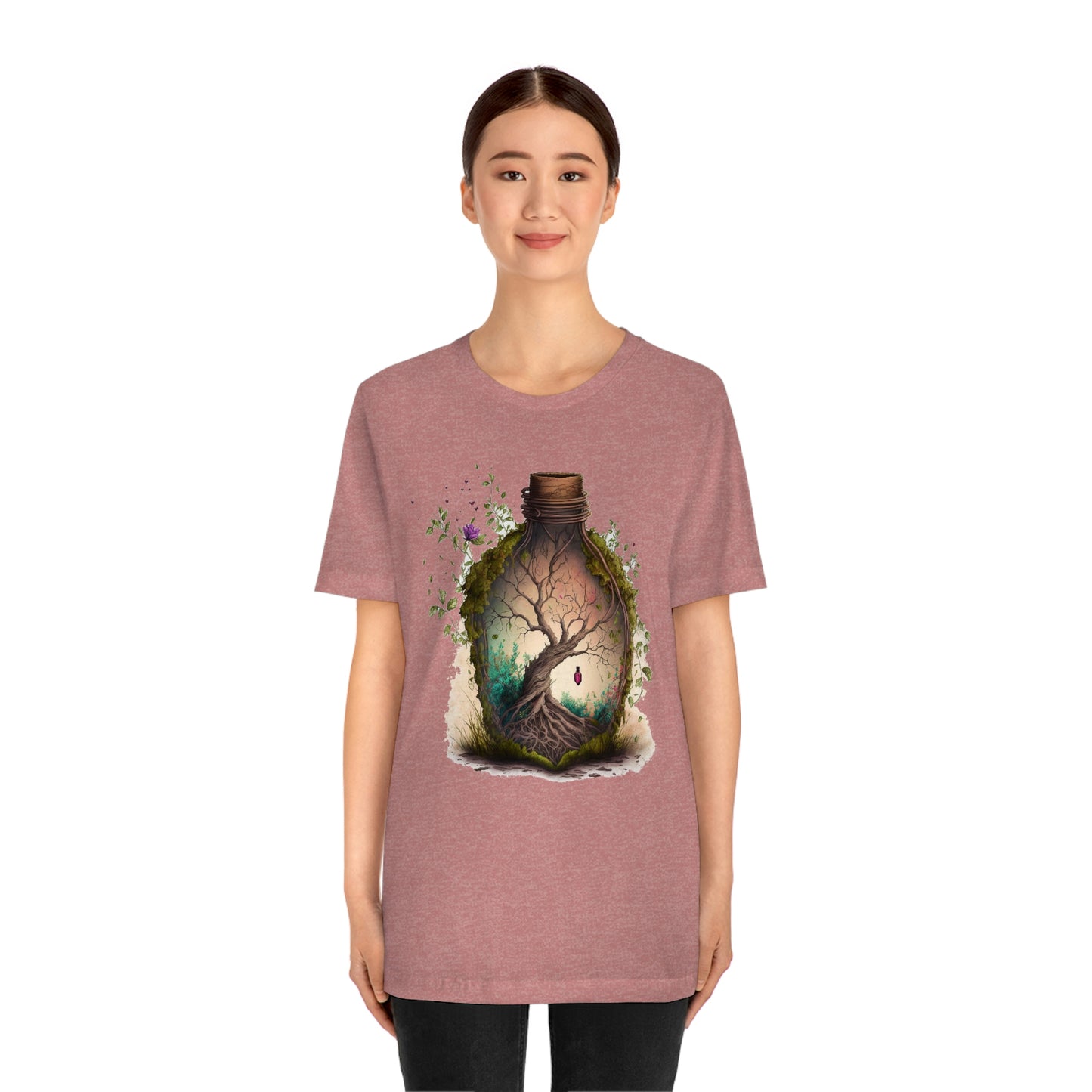 Vintage Bottle Floral Unisex Jersey Short Sleeve Tee