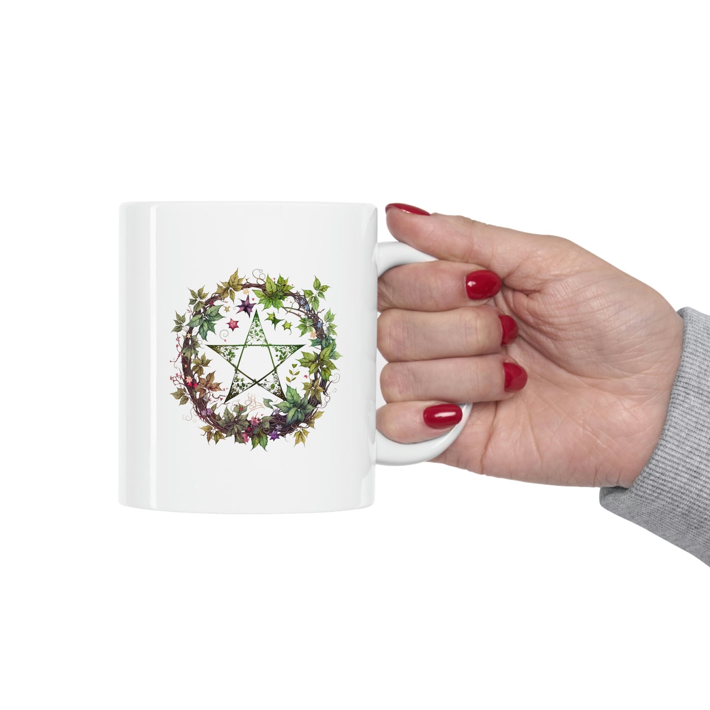 Flowers Pentagram Watercolor Ceramic Mug 11oz