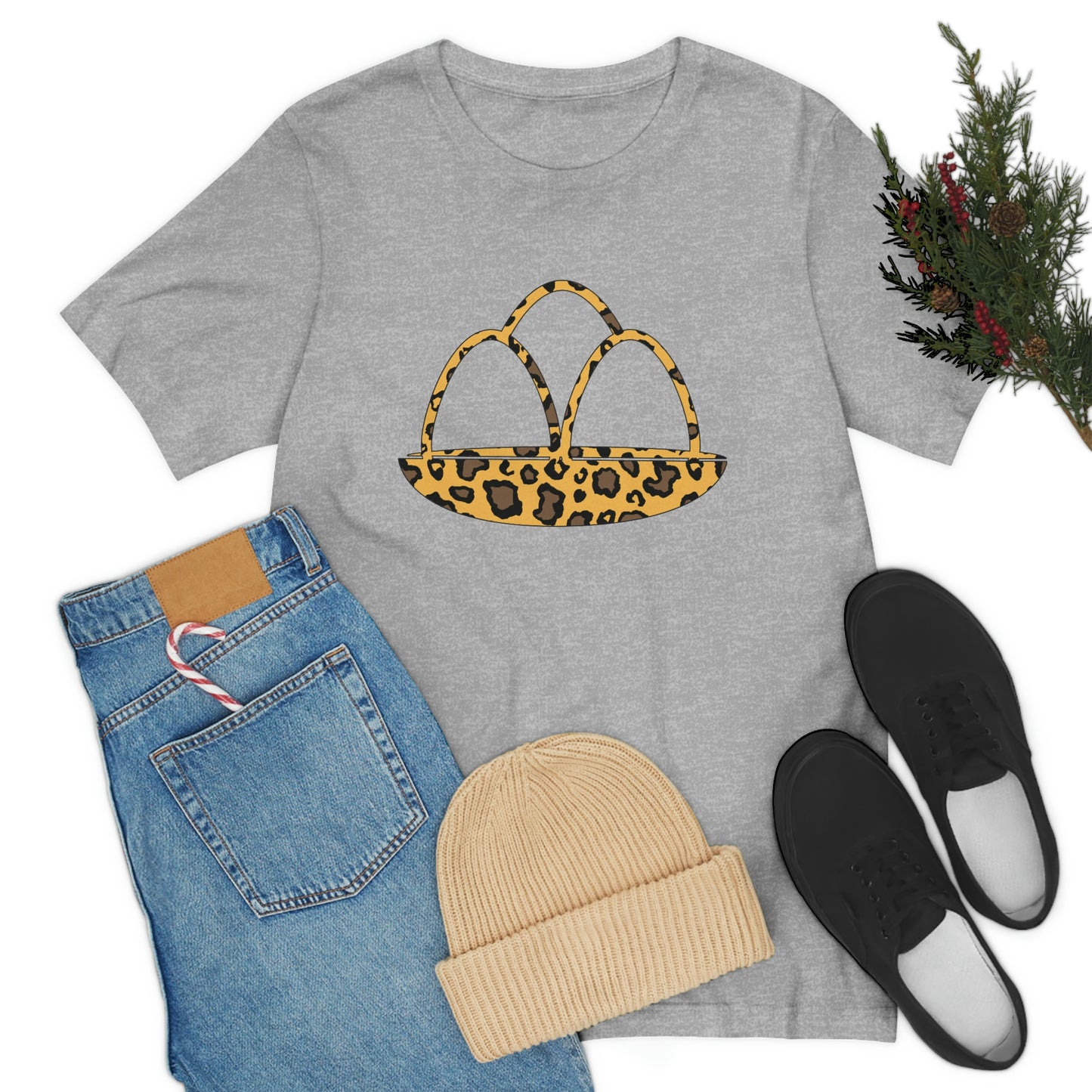 Leopard Print Egg Basket Spring Easter Unisex Jersey Short Sleeve Tee