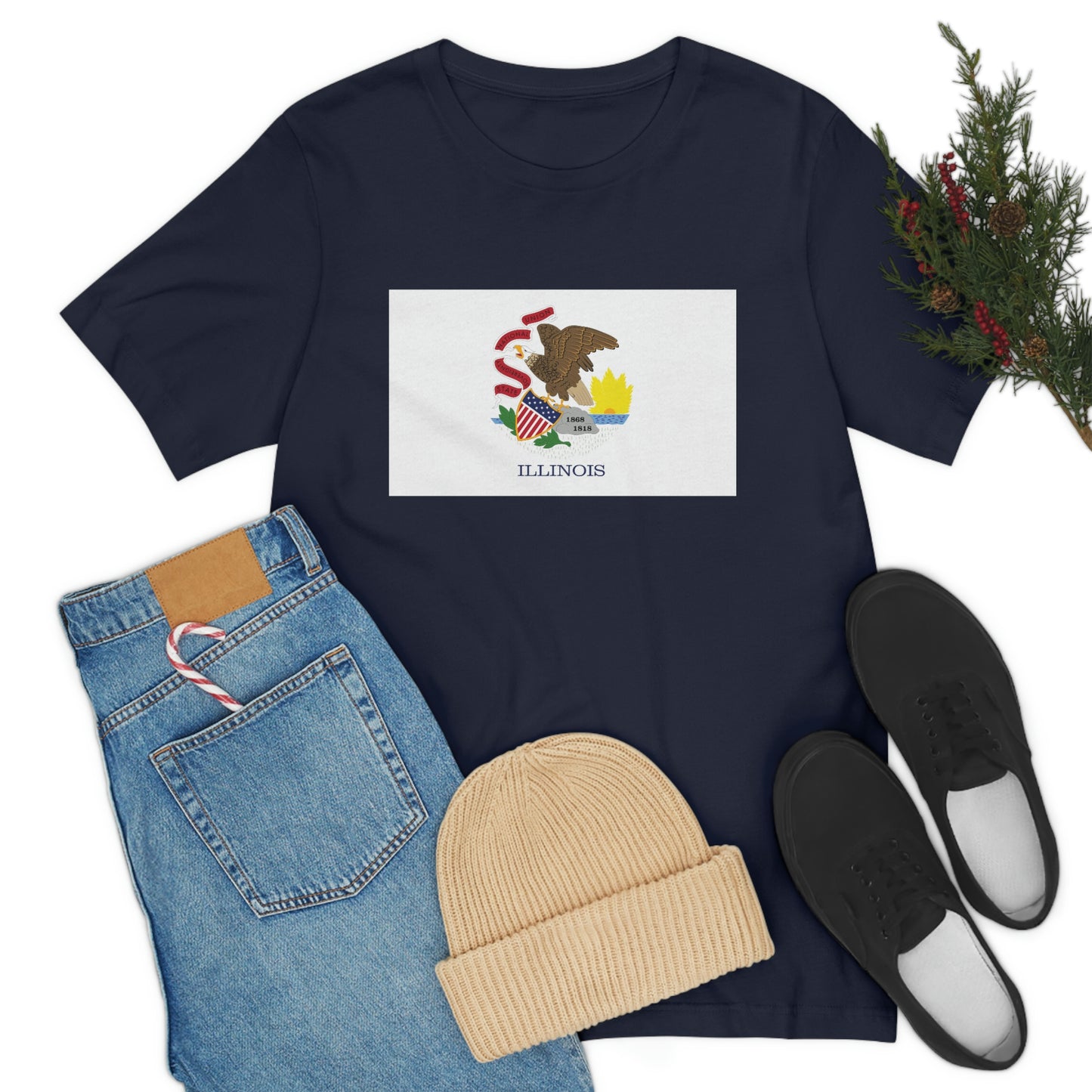 Illinois Flag Unisex Jersey Short Sleeve Tee Tshirt T-shirt