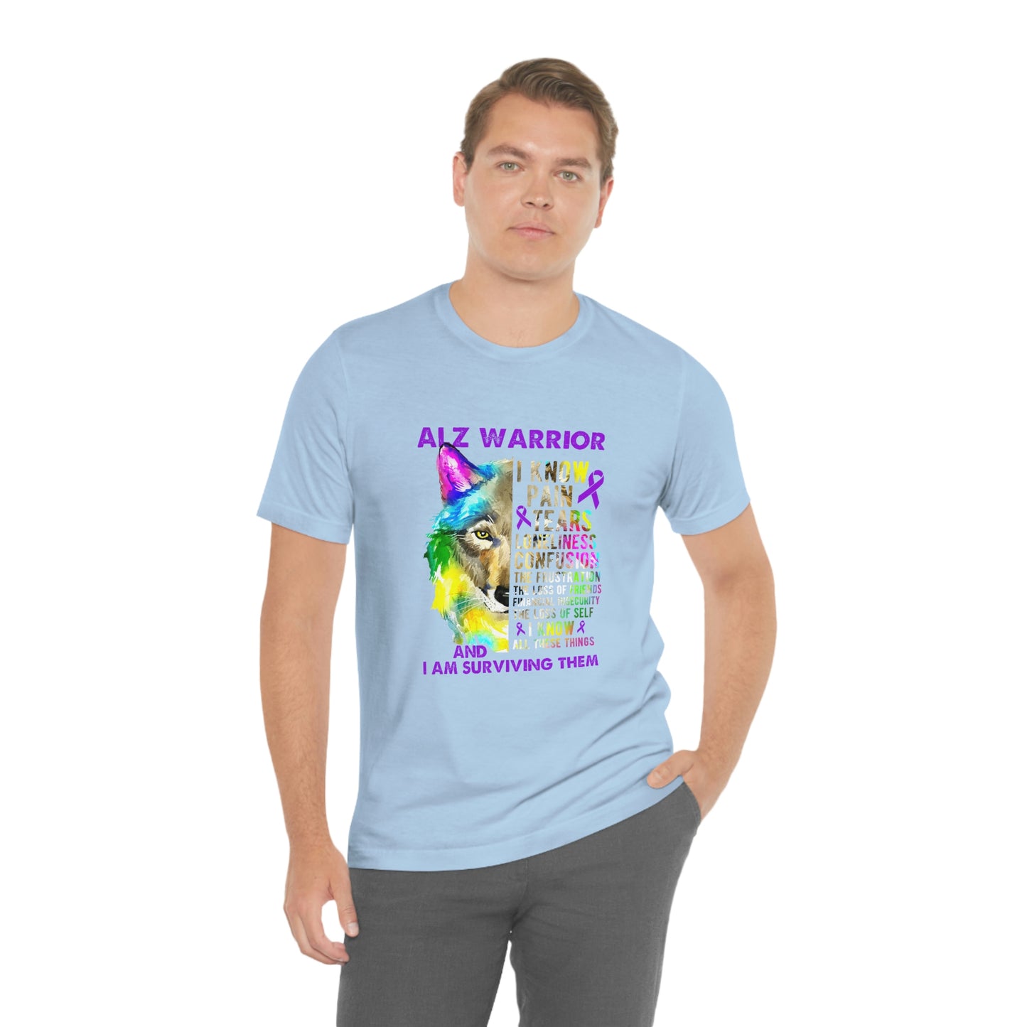ALZ Warrior I Know Pain & Tears Alzheimer's Print Unisex Jersey Short Sleeve Tee