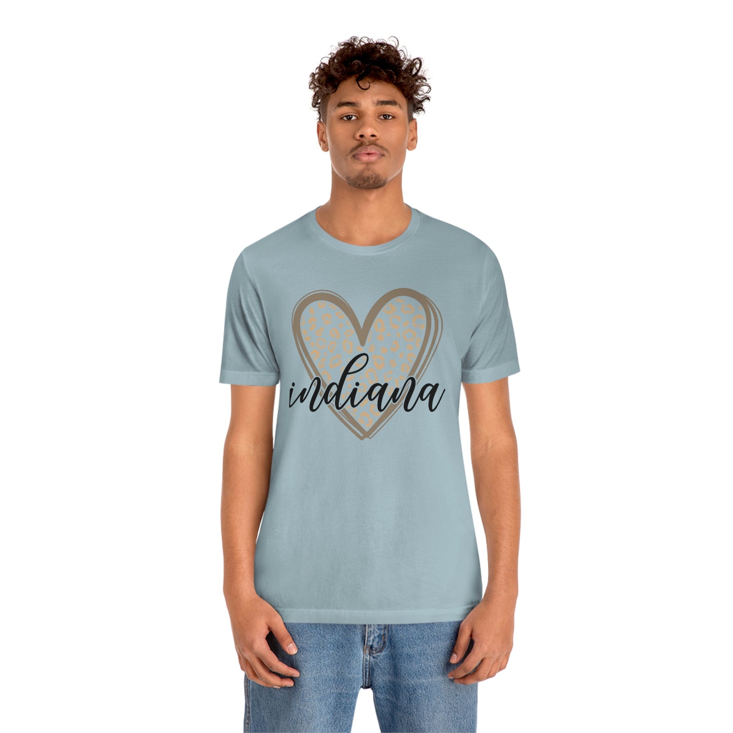Indiana Gold Leopard Heart Black Script Short Sleeve T-shirt