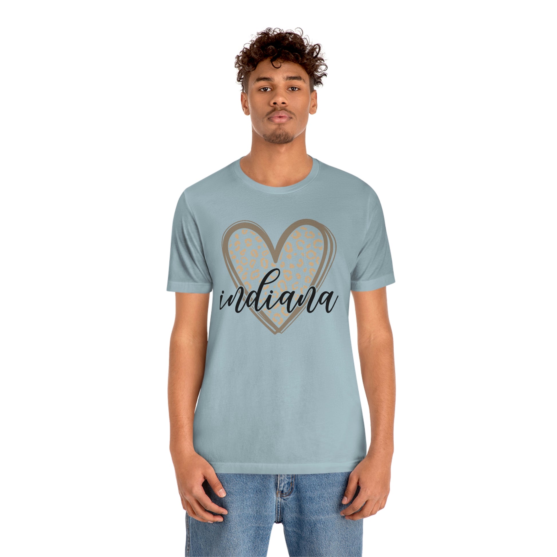 Indiana Gold Leopard Heart Black Script Short Sleeve T-shirt