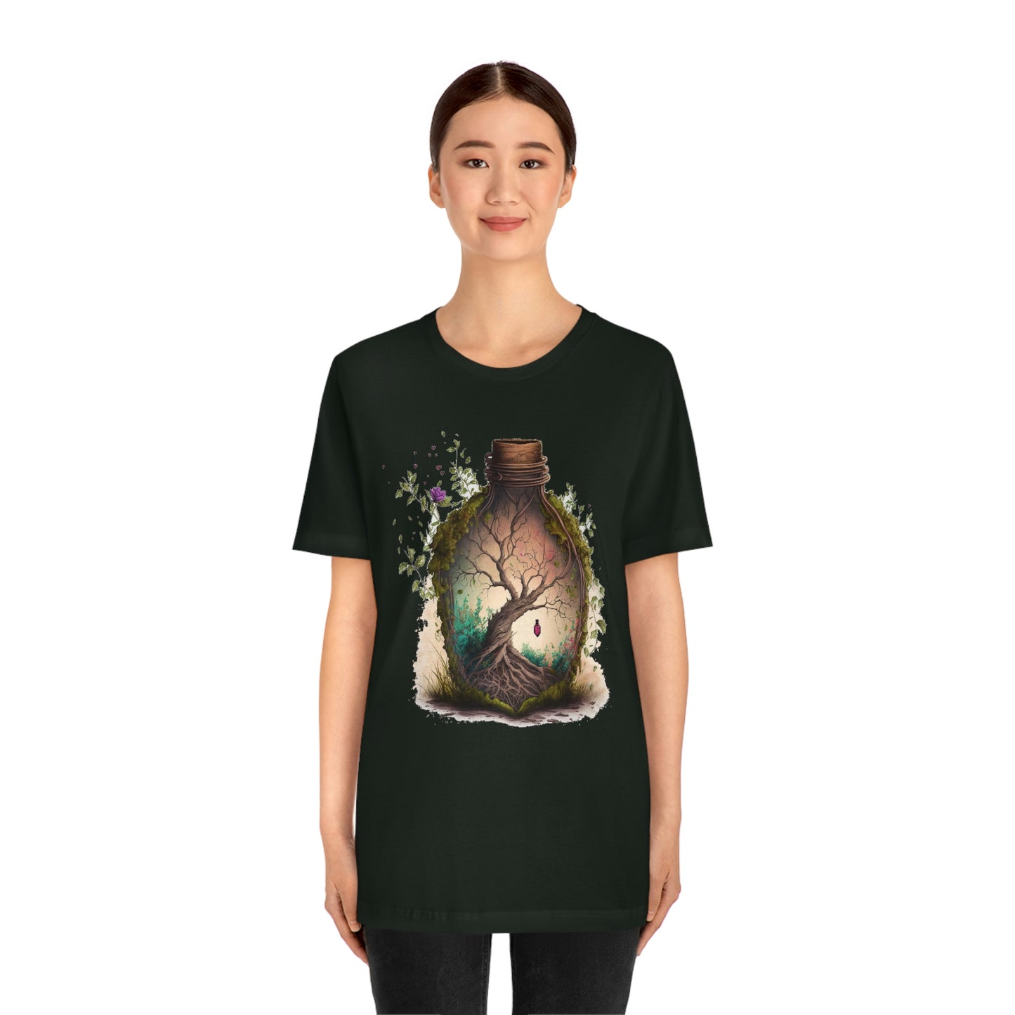 Vintage Bottle Floral Unisex Jersey Short Sleeve Tee
