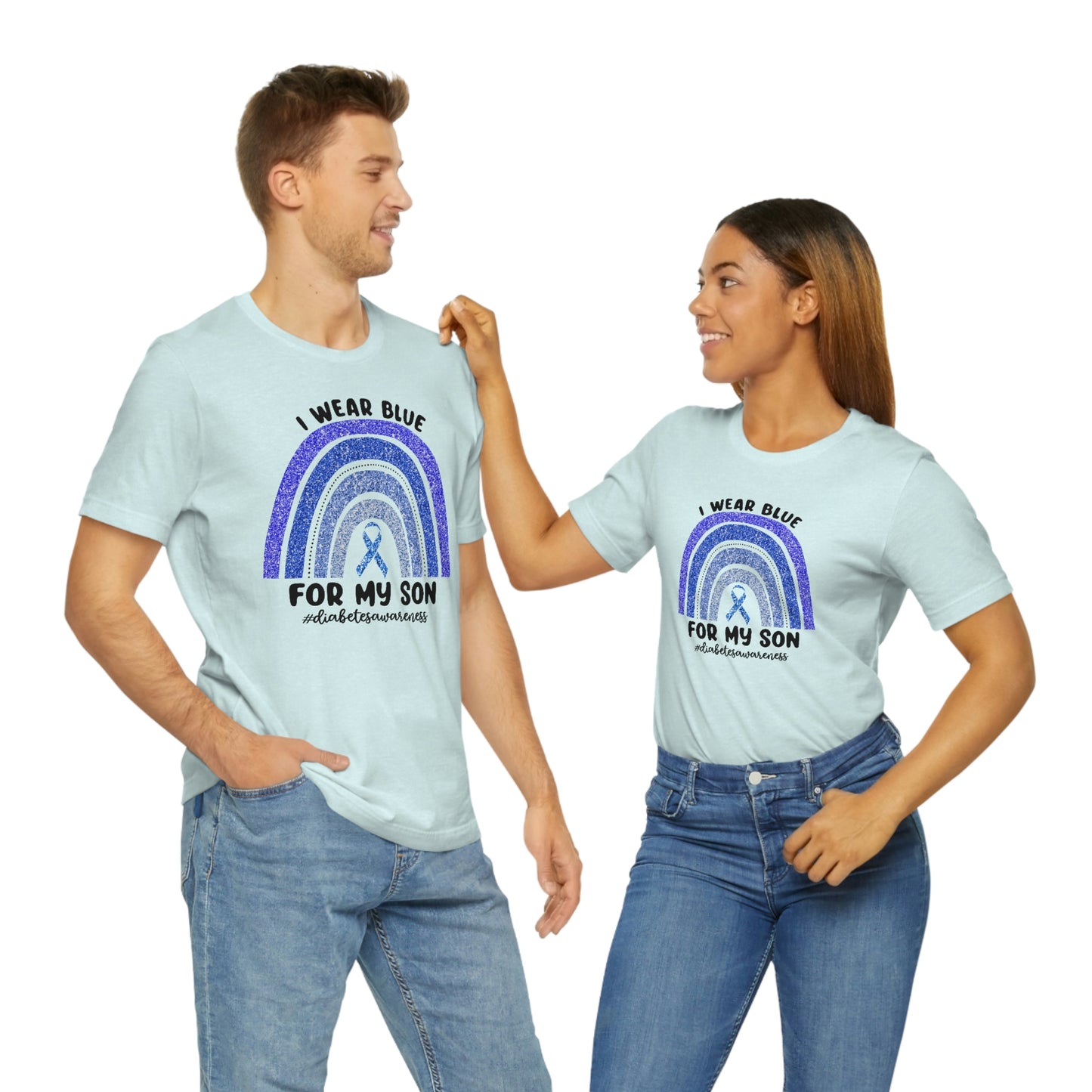 I Wear Blue For My Son Diabetes Awareness Print Unisex Jersey Short Sleeve Tee
