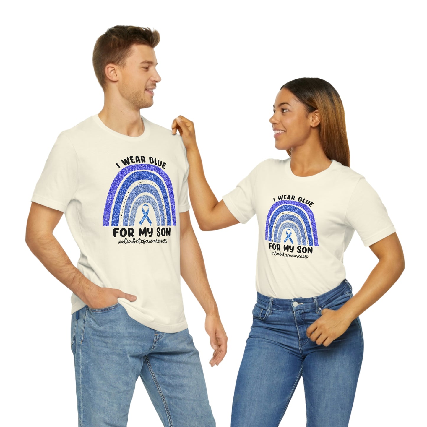 I Wear Blue For My Son Diabetes Awareness Print Unisex Jersey Short Sleeve Tee