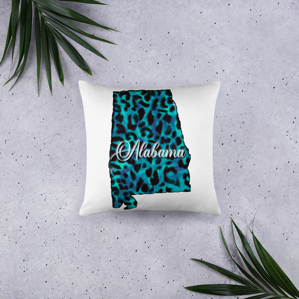 Alabama Blue Leopard Throw Pillow