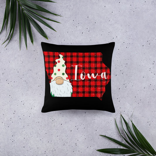 Iowa Plaid Gnome Throw Pillow