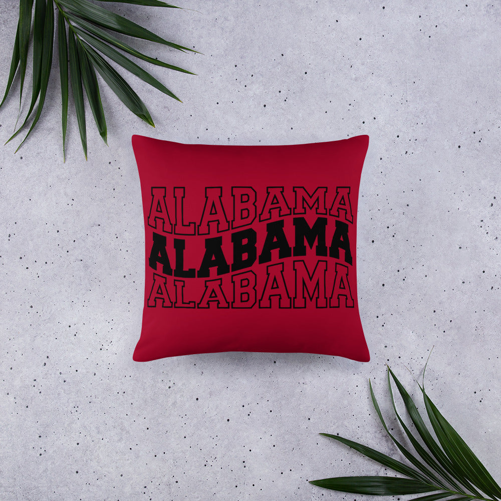 Alabama Wavy Letters Throw Pillow