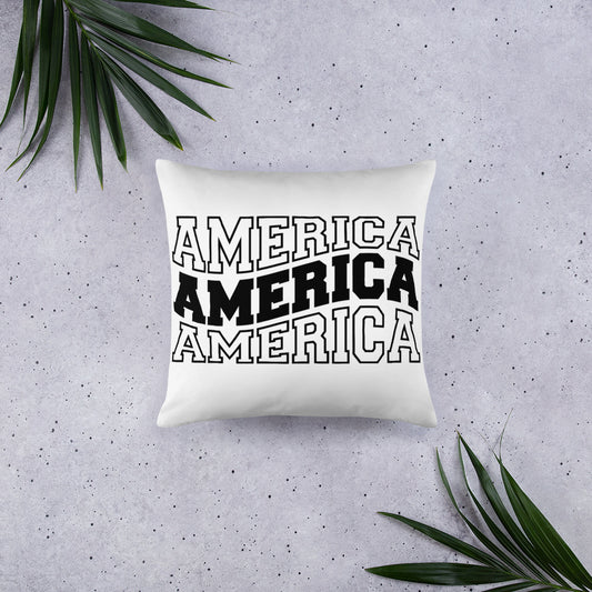 America Wavy Text Throw Pillow