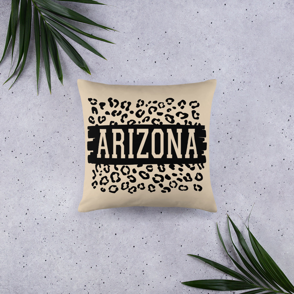 Arizona on Leopard Print Throw Pillow