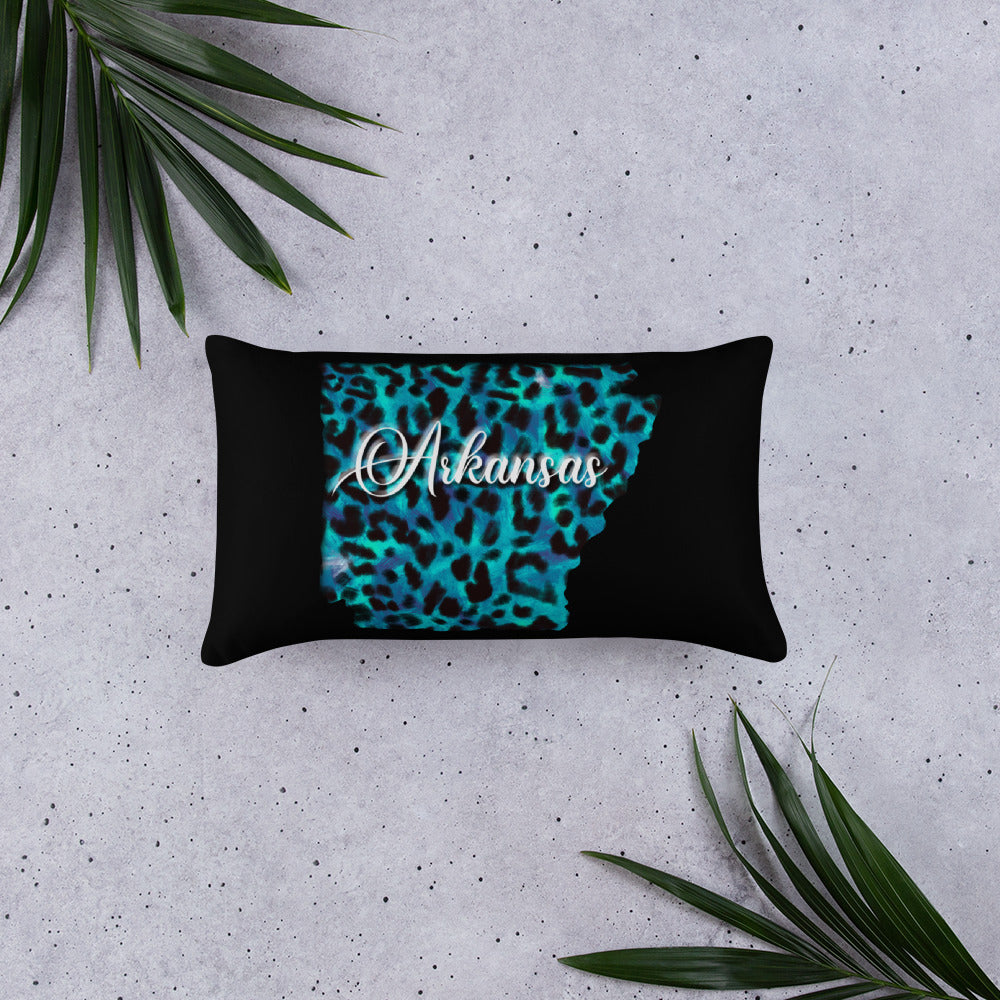 Arkansas Blue Leopard Throw Pillow