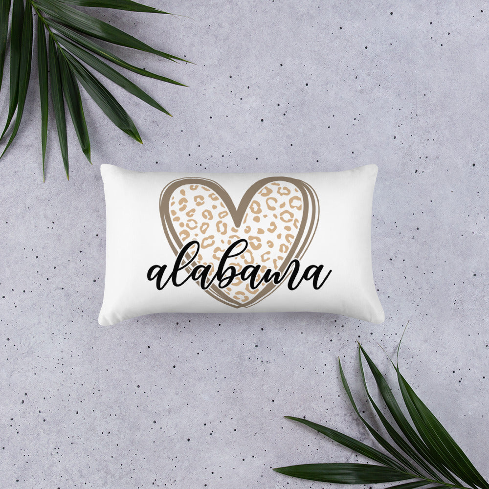 Alabama Leopard Heart Throw Pillow