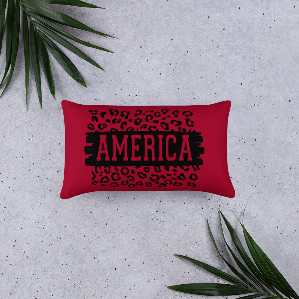 America on Leopard Print Throw Pillow