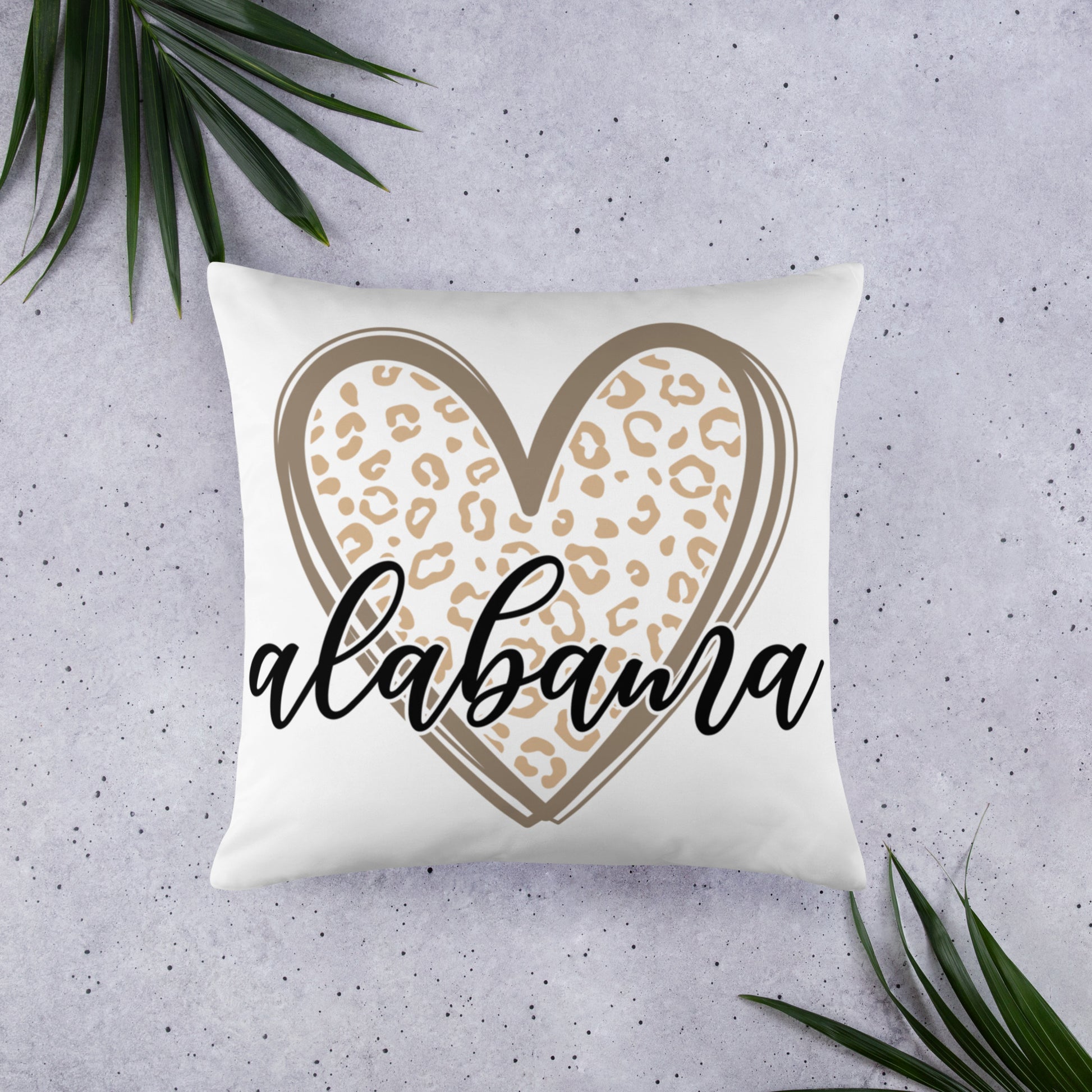 Alabama Leopard Heart Throw Pillow