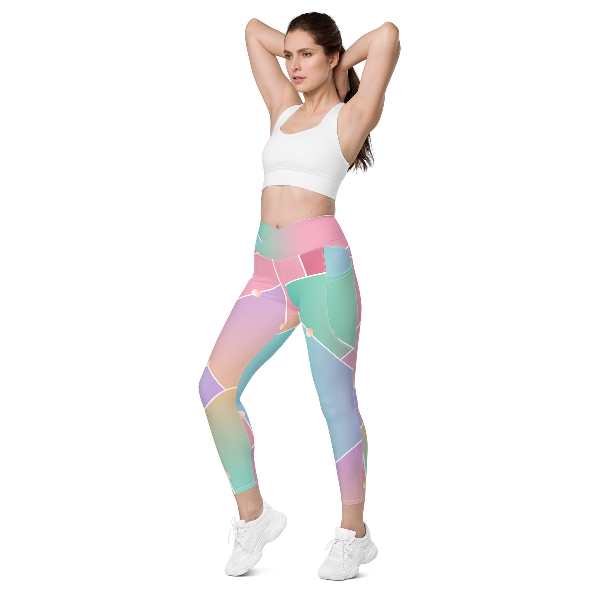 Glass Pattern Crossover leggings with pockets