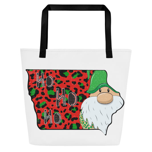 Iowa Christmas Elf Ho Ho Ho All-Over Print Large Tote Bag