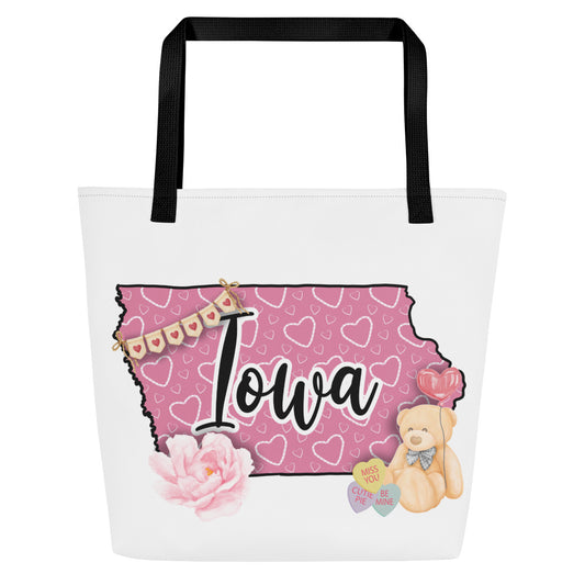 Iowa Valentine All-Over Print Large Tote Bag