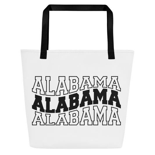 Alabama Wavy Letters All-Over Print Large Tote Bag