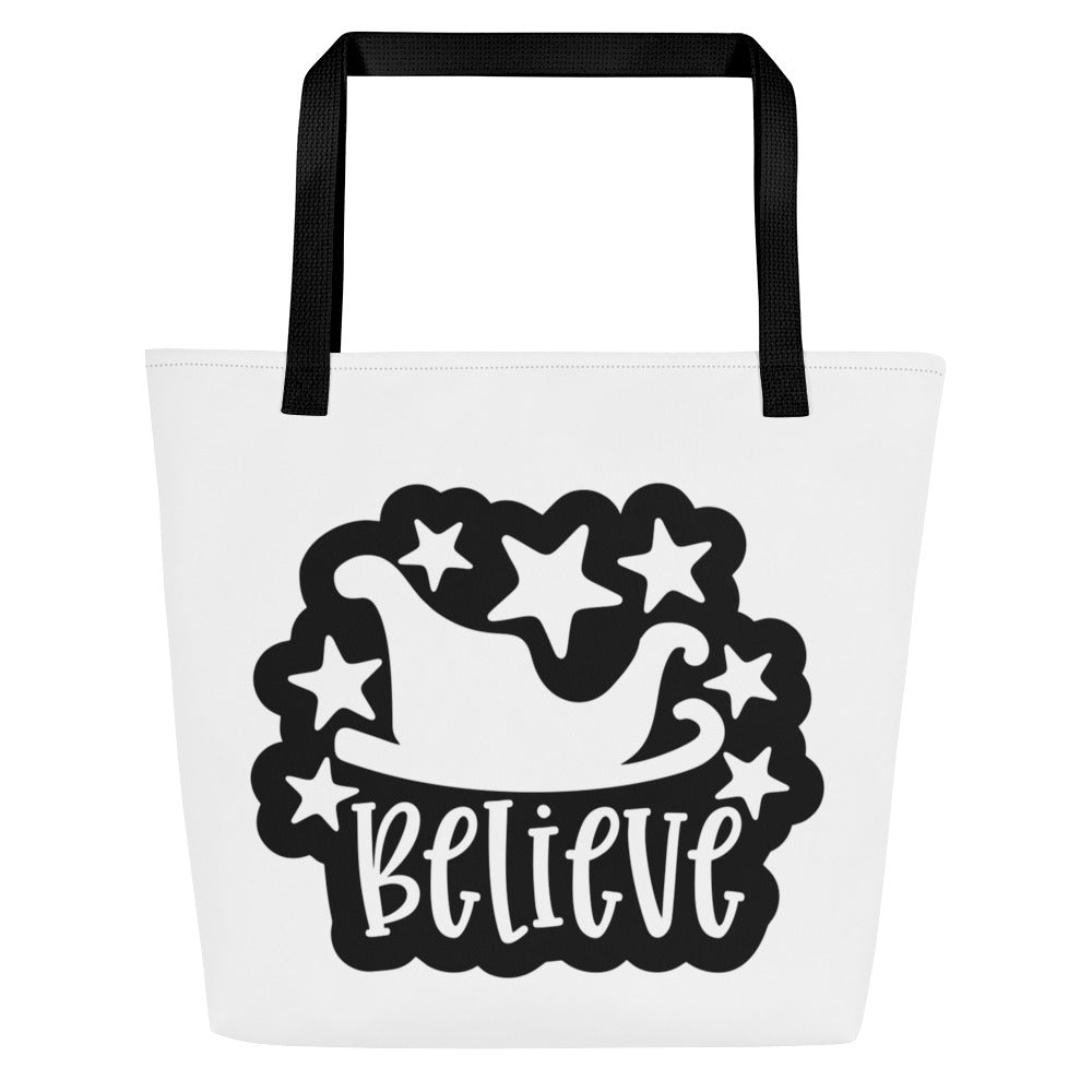 Believe All-Over Print Large Tote Bag