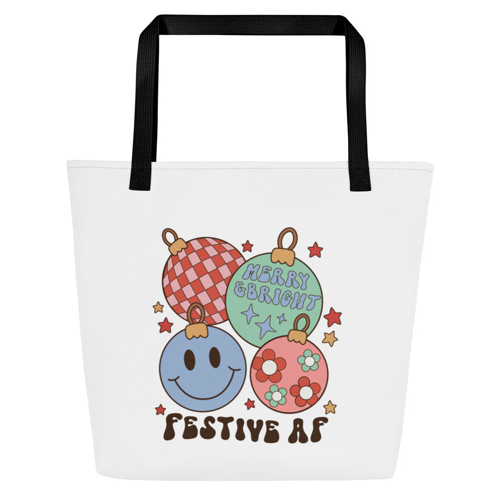 Festive AF All-Over Print Large Tote Bag