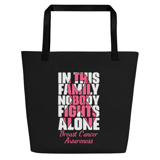In This Family Nobody Fights Alone All-Over Print Large Tote Bag